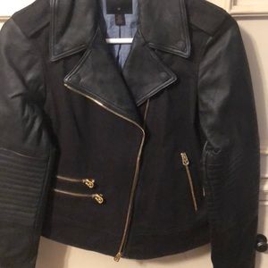True Religion Black Leather Moto Jacket